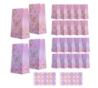 Bolsas Papel Regalo, Bolsas de Regalo con Mariposas con 2 Pegatinas, Bolsas Chuches Cumpleaños 13 x 8 x 22 cm, Bolsa para Cumpleaños Infantiles para Chuches, Bodas, Cumpleaños
