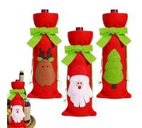 Bolsas para botellas de vino, funda para botella de vino de Navidad - 3X tapas de botella de champán de Navidad suave | Bolsa de botella de vino de Navidad con cordón, decoraciones de botellas de vino