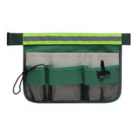 Bolsas para cinturón de herramientas de jardinería, tela de poliéster 600D, multibolsillos, para el hogar, jardín y granja, color verde con tira reflectante, 34 x 23 cm