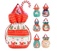 Bolsas para dulces navideños, 7 unidades, bolsas con cordón para almacenamiento navideño, bolsa de tela para regalos de Navidad - Para familia, amigos, vecinos, colegas y niños