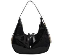 Bolsas para el Hombro para Mujeres, Bolso Y2K, Bolsas de albóndigas, Bolsos de Media Brillantes con Correa de Hombro Ajustable PU Cuero Bolso de Hombro pequeño para Mujeres Negras
