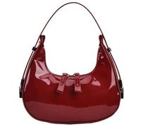 Bolsas para el Hombro para Mujeres, Bolso Y2K, Bolso de Bola de Bolas Elegantes Bolsos de Media Brillantes con Correa de Hombro Ajustable PU Cuero Bolso de Hombro pequeño roja