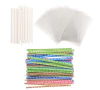 Bolsas para Envolver Paletas DIY Palitos y Ataduras para Fiesta | Madera y Plástico, Reutilizable, Estilo Adorable y Delicado, para Temática, Kit Obsequio, Accesorios