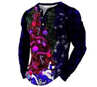 Bolsas para esencias para hombre con impresión 3D digital navideña, tendencia de moda deportiva, camisa con botones abiertos en la parte delantera pegatinas, D-azul, M