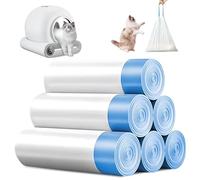 Bolsas para Excrementos de Gato para Arenero Autolimpiable: PRITOK 90 Piezas 6 Rollos Bolsas Arenero Gatos, Forro para Bandeja de Arena con CordóN para Caja de Arena para Gatos, Residuos de Mascotas