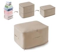Bolsas para Guardar Edredones, Ahorra Espacio Cajas Almacenaje Ropa Armario, Organizador Ropa de Autocompresión, Bolsas para Guardar Ropa, Cajas de Almacenaje Bajo Cama para Mantas Ropa (Beige, XL)