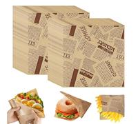 Bolsas para Hamburguesas 400 Piezas, Papel para Sándwich en Estilo Periódico, Bolsas de Papel para Wraps Hamburguesas Papas Fritas Pasteles, 15x15 cm