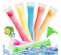 Bolsas para Helados, 200 Piezas Bolsas para Moldes de Helado Popsicle sin BPA, 5.5 x 27.5 cm, Bolsa Paletas de Hielo Desechable con Embudo Verde, para Yogur, Jugo, Helado Casero