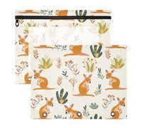Bolsas para lápices, carpeta de plástico con 3 agujeros para cartas de papel A4, paquete de 2 unidades, canguro para clase de profesor, dibujadas a mano