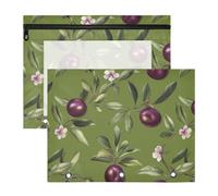 Bolsas para lápices con cremalleras suaves, estuche para bolígrafos para carpetas de 3 anillos, paquete de 2 para estudiantes, estudiantes, suministros para profesores, ciruela Java fresca, verde