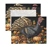 Bolsas para lápices portátiles de 3 agujeros para papel A4, carta, paquete de 2 suministros para profesores, suministros para el aula, pavo, calabaza, Acción de Gracias