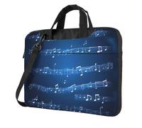 Bolsas para laptop con estampado de notas musicales azules, elegantes y protectoras, estilo único, Black, 14 inch