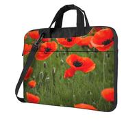 Bolsas para laptop con estampado de pétalos de amapola, elegantes y protectoras, estilo único, Black, 14 inch