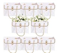 Bolsas para ramos de flores de papel, de regalo floral resistente al agua - Paquete de regalo de 8 bolsas de tela con asas largas para el paquete de arreglos florales