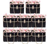 Bolsas para ramos de flores de papel - Paquete de 8 bolsas florales con asa, resistentes al agua | Bolsas de regalo elegantes para ramos de flores, ideas para el día de la madre, San y ocasiones