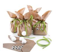 Bolsas Pascua para rellenar, 5 unidades: sacos conejo verde papel kraft, nidos DIY pascua niños adultos, bolsitas regalo huevos chocolate, cesta creativa, 19,5 x 29 x 7,5 cm