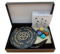 Bolsas Péndulo Set Turmalina Negra Piedra Preciosa Péndulo 7 Piedras preciosas Chakra en caja de regalo | Metafísica Esoterismo Brujería