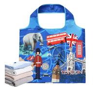 Bolsas plegables para compras, bolsa de compras ecológica | Grandes bolsas de asas plegables con patrón lindo | Bolsas de productos de tela de cocina impermeables con asas, duraderas y ligeras para l