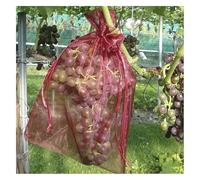 Bolsas Protección Fruta con Cordón, Bolsas de Cultivo de Malla con cordón for Frutas y Verduras, Color Vino Tinto, 17 x 23 cm, Paquete de 50
