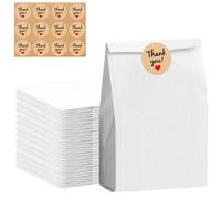 Bolsas Regalo,Bolsas Papel Kraft, Bolsas de Papel,50 Piezas Bolsa de Papel,Bolsas Papel Blancas 24 x 13 x 8 cm,Bolsas Blancas de Papel para Fiestas,Compras,Bodas (50)