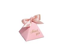 Bolsas Regalo de Muselina de Algodón Thank You Creative Bronzing Box Packaging Triangle Shape Wedding Candy Birthday Party Cosmetic(Pink,50PCS_7.5X7.5X7.5CM)