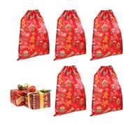 Bolsas Regalo Navideñas Con Cordón - Juego De Bolsas Reutilizables Con Diseños De Santa, Muñeco De Nieve Y Alce | Para Envolver Regalos, Decoraciones De Fiesta Y Almacenamiento, Ideal Para Reuniones F