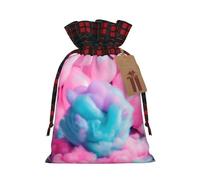 Bolsas reutilizables con cordón de algodón rosa con estampado de caramelo para vacaciones, cumpleaños, bodas, fiestas