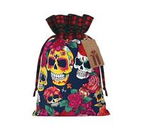 Bolsas reutilizables con cordón de regalo con estampado de azúcar y calaveras y flores para vacaciones, cumpleaños, bodas, fiestas