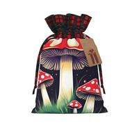 Bolsas reutilizables con cordón de regalo con estampado de hongos mágicos para vacaciones, cumpleaños, bodas, fiestas