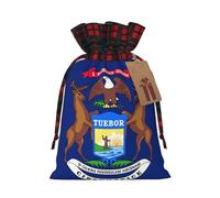 Bolsas reutilizables con cordón para regalo con diseño de bandera del estado de Michigan para vacaciones, cumpleaños, bodas, fiestas