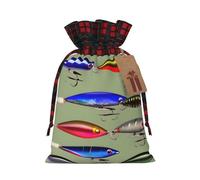 Bolsas reutilizables con cordón para regalo con diseño de señuelo de pesca, para vacaciones, cumpleaños, bodas, fiestas