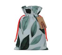 Bolsas reutilizables con cordón para regalo con estampado de hojas de color gris menta para fiestas, accesorios o recuerdos