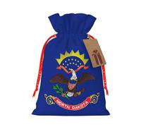 Bolsas reutilizables con cordón para regalo, diseño de bandera del estado de Dakota del Norte, regalos de fiesta, vacaciones, cumpleaños, bolsas ecológicas