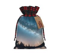 Bolsas reutilizables con cordón para regalo, diseño de cielo nocturno y árboles