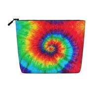 Bolsas reutilizables con estampado de arcoíris de teñido anudado, bolsa de aseo de viaje de gran capacidad, bolsas de maquillaje con cremallera