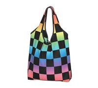 Bolsas reutilizables con estampado de arcoíris pastel con asas, Negro, 3 PCS