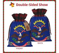 Bolsas reutilizables con estampado de bandera del estado de Dakota del Norte, con cordón, ecológicas, reutilizables, para cumpleaños, bodas y fiestas