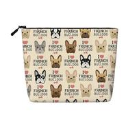 Bolsas reutilizables con estampado de bulldog francés, bolsa de aseo de viaje de gran capacidad, bolsas de maquillaje con cremallera