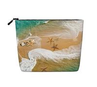 Bolsas reutilizables con estampado de estrellas de mar para aperitivos, surf, playa, bolsa de aseo de viaje de gran capacidad, bolsas de maquillaje con cremallera