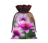 Bolsas reutilizables con estampado de flores rosadas y mariposas moradas con cordón, versátiles regalos de cumpleaños y bodas