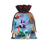 Bolsas reutilizables con estampado de grúas de papel multicolor de origami, bolsas festivas con cordón, versátiles regalos de cumpleaños y bodas