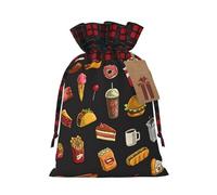 Bolsas reutilizables con estampado de hamburguesa y pierna de pollo, bolsas con cordón, versátiles regalos de cumpleaños y bodas