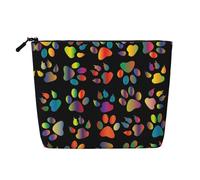 Bolsas reutilizables con estampado de huellas de perro, bolsa de aseo de viaje de gran capacidad, bolsas de maquillaje con cremallera