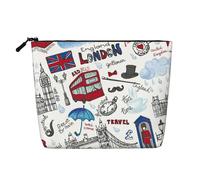 Bolsas reutilizables con estampado de Londres, bolsa de aseo de viaje de gran capacidad, bolsas de maquillaje con cremallera