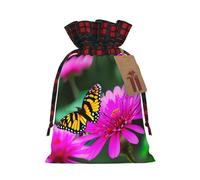 Bolsas reutilizables con estampado de mariposas coloridas con diseño de flores, con cordón, versátiles para cumpleaños, bodas