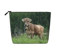 Bolsas reutilizables con estampado de vaca suiza real, bolsa de aseo de viaje de gran capacidad, bolsas de maquillaje con cremallera