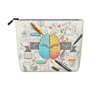 Bolsas reutilizables con impresión de cerebro humano, bolsa de aseo de viaje de gran capacidad, bolsas de maquillaje con cremallera