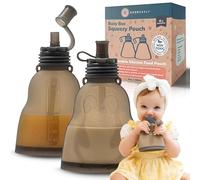 Bolsas reutilizables de comida para bebés - Paquete de 2, 6 oz/180 ml, pizarra - Bolsa de comida de silicona exprimible - Rellenable, a prueba de fugas, a prueba de derrames