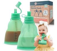 Bolsas reutilizables de comida para bebés - Paquete de 2, 6 oz/180 ml, verde - Bolsa de comida de silicona exprimible - Rellenable, a prueba de fugas, a prueba de derrames