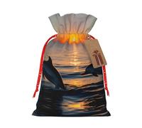 Bolsas reutilizables de lona con estampado de delfines de puesta de sol, varios tamaños para todas las ocasiones
